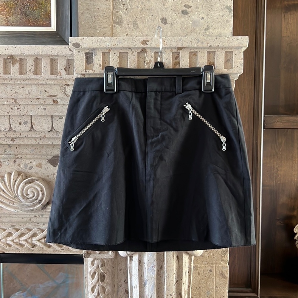 Armani Exchange Black Mini Skirt with Silver Zippers